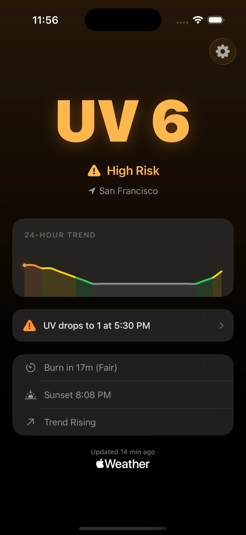 Helios UV on iPhone.
